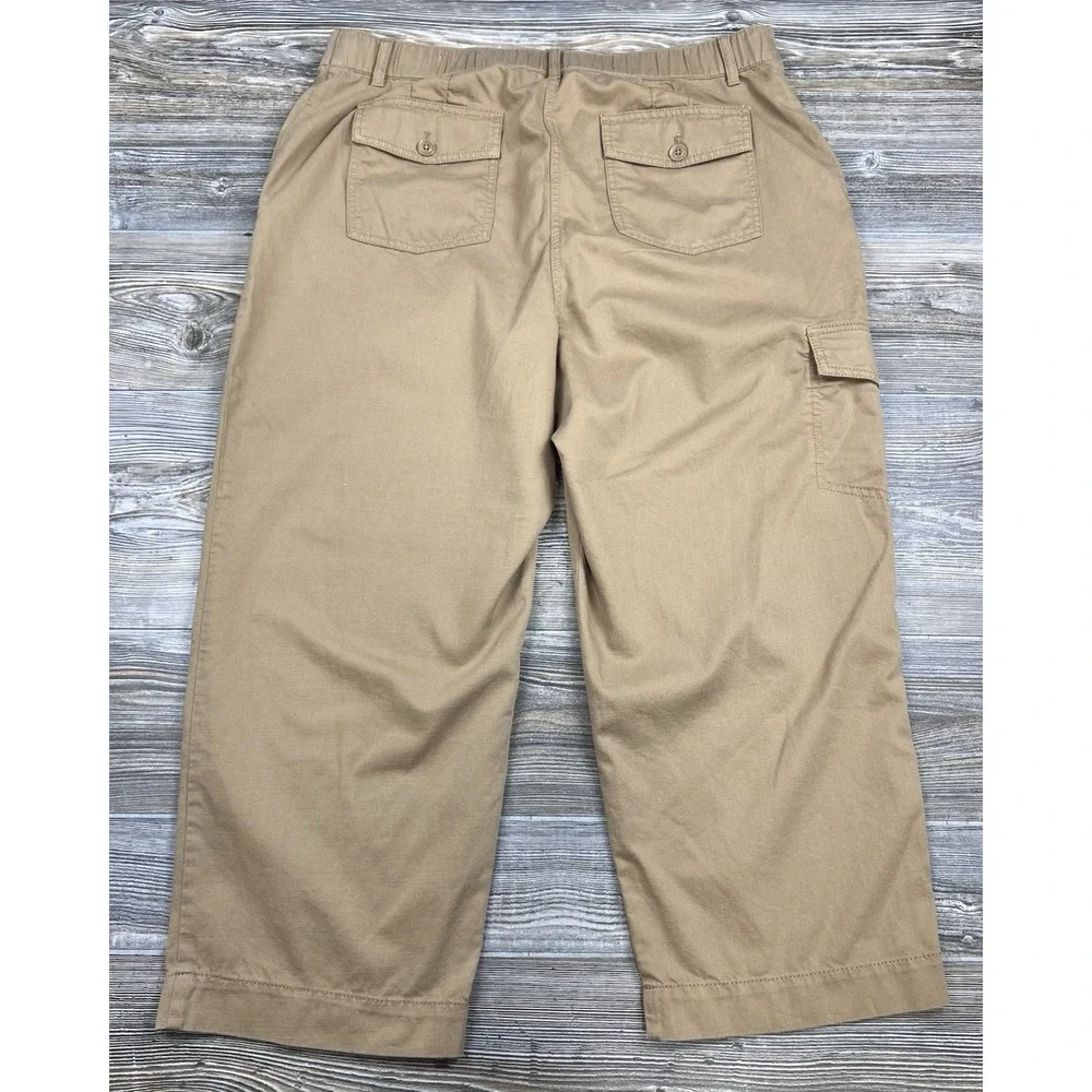 Talbots Supersoft Cargo Pants Womens 18 Linen Blend Cropped Casual Utility 38x25